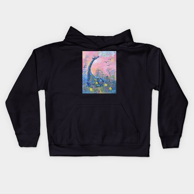 Surrealism-Contemplating Giraffe Kids Hoodie by Anita Zotkina Art